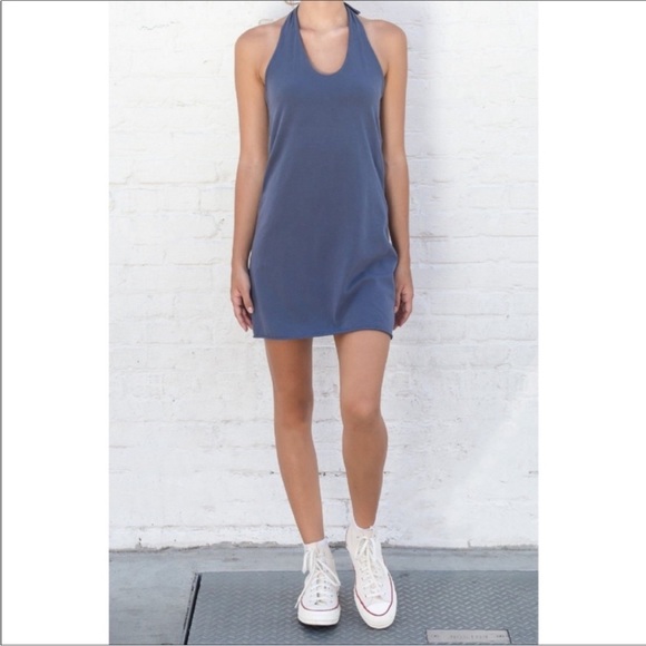 brandy melville halter dress Brandy Melville Dresses | Brandy Melville Laura Halter Dress | Color: Blue/White | Size: Os